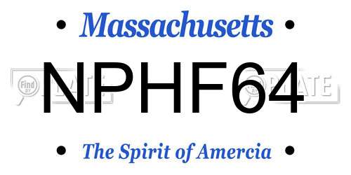 NPHF64 Massachusetts License Plate
