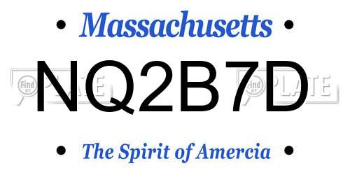 NQ2B7D Massachusetts License Plate