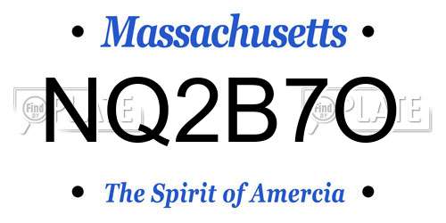 NQ2B7O Massachusetts License Plate