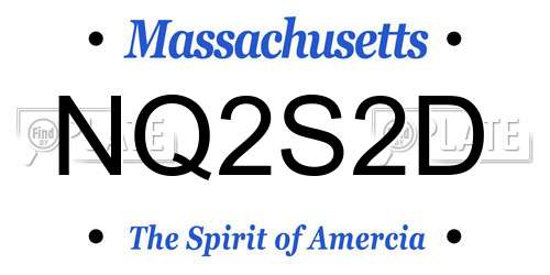 NQ2S2D Massachusetts License Plate
