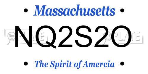 NQ2S2O Massachusetts License Plate