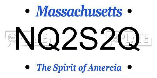 NQ2S2Q Massachusetts License Plate