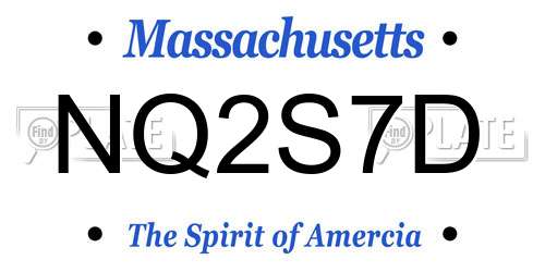NQ2S7D Massachusetts License Plate