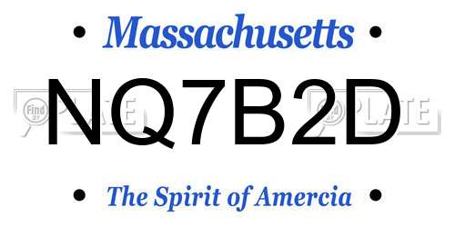 NQ7B2D Massachusetts License Plate