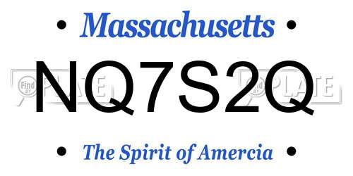 NQ7S2Q Massachusetts License Plate