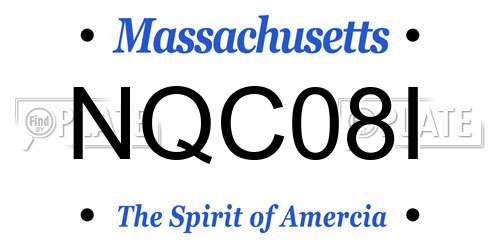 NQC08I Massachusetts License Plate