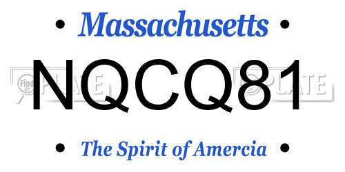 NQCQ81 Massachusetts License Plate