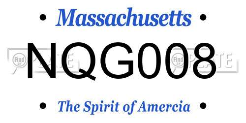 NQG008 Massachusetts License Plate