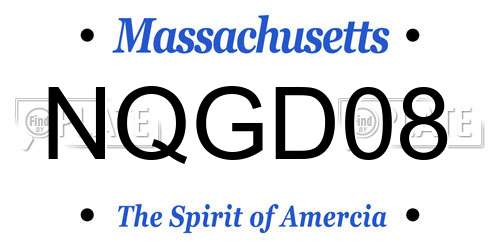 NQGD08 Massachusetts License Plate