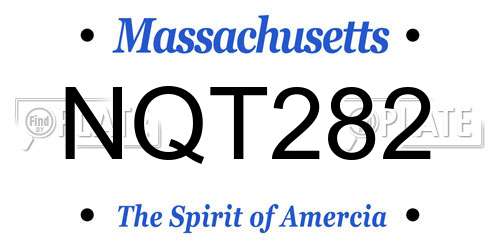 NQT282 Massachusetts License Plate