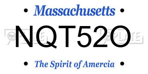 NQT52O Massachusetts License Plate