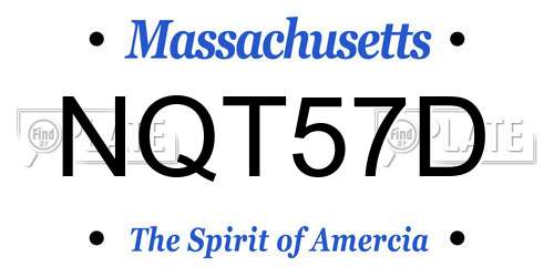 NQT57D Massachusetts License Plate