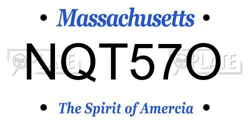 NQT57O Massachusetts License Plate