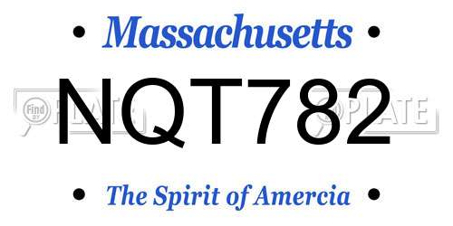 NQT782 Massachusetts License Plate