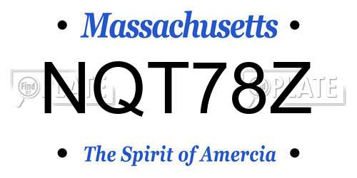 NQT78Z Massachusetts License Plate