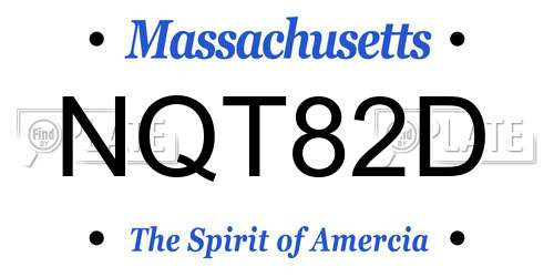 NQT82D Massachusetts License Plate