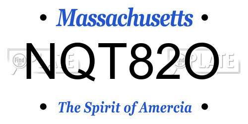 NQT82O Massachusetts License Plate