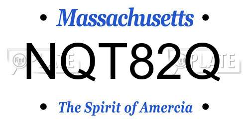 NQT82Q Massachusetts License Plate