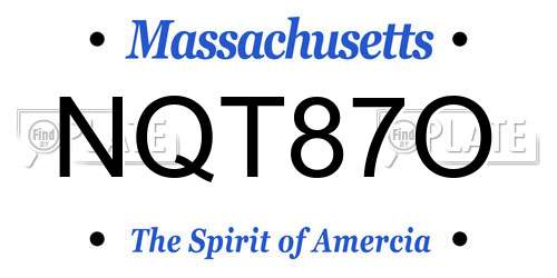 NQT87O Massachusetts License Plate