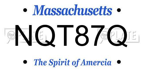 NQT87Q Massachusetts License Plate
