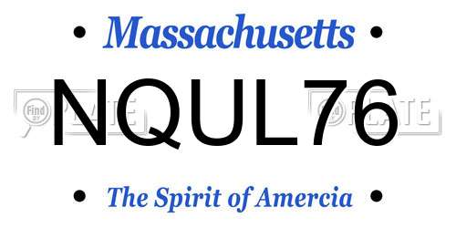 NQUL76 Massachusetts License Plate