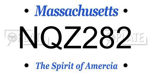 NQZ282 Massachusetts License Plate