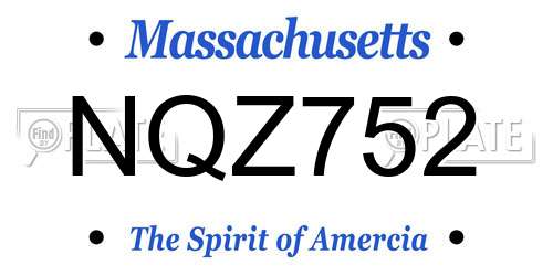 NQZ752 Massachusetts License Plate