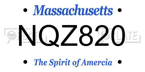 NQZ820 Massachusetts License Plate