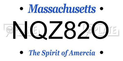 NQZ82O Massachusetts License Plate
