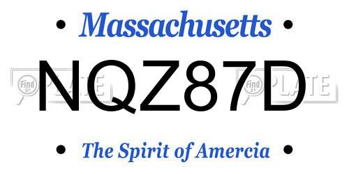 NQZ87D Massachusetts License Plate