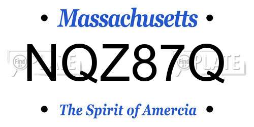 NQZ87Q Massachusetts License Plate