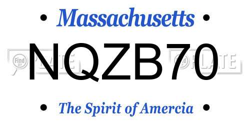 NQZB70 Massachusetts License Plate