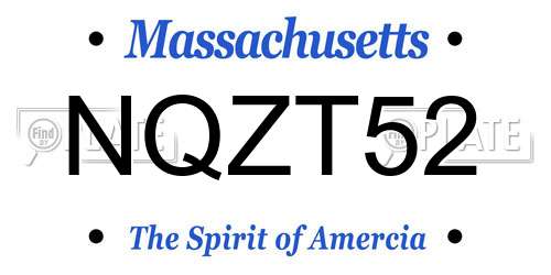 NQZT52 Massachusetts License Plate