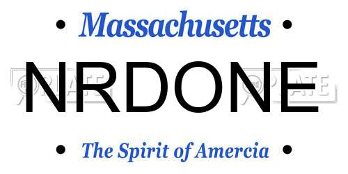 NRDONE Massachusetts License Plate