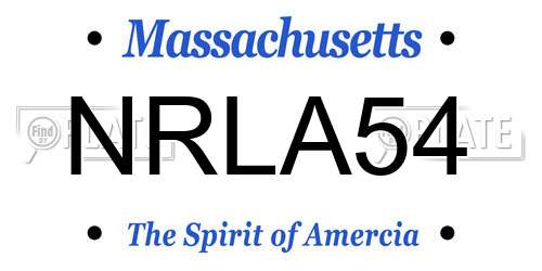 NRLA54 Massachusetts License Plate
