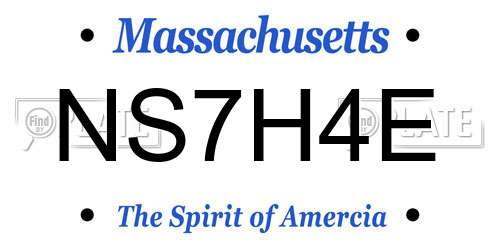 NS7H4E Massachusetts License Plate
