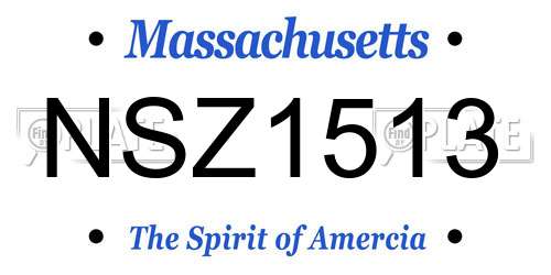 NSZ1513 Massachusetts License Plate