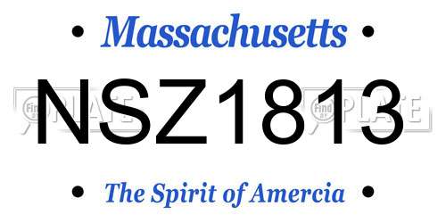 NSZ1813 Massachusetts License Plate
