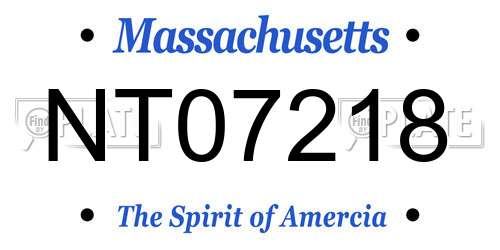 NT07218 Massachusetts License Plate