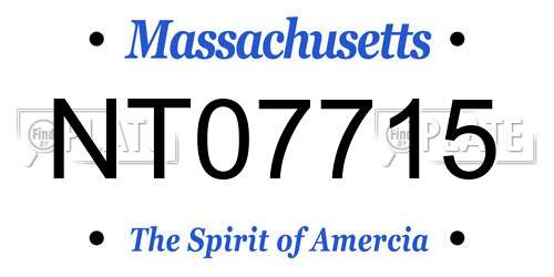 NT07715 Massachusetts License Plate