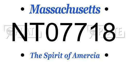 NT07718 Massachusetts License Plate
