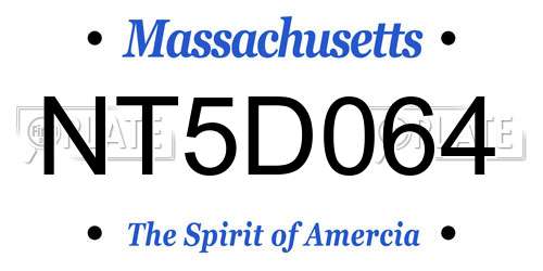 NT5D064 Massachusetts License Plate