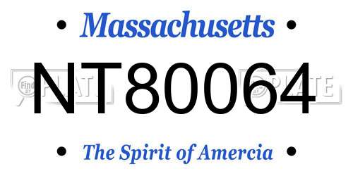 NT80064 Massachusetts License Plate