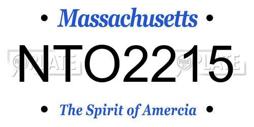 NTO2215 Massachusetts License Plate
