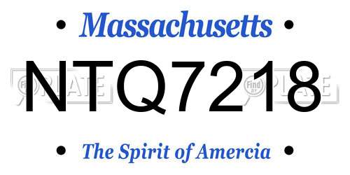 NTQ7218 Massachusetts License Plate
