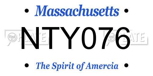 NTY076 Massachusetts License Plate