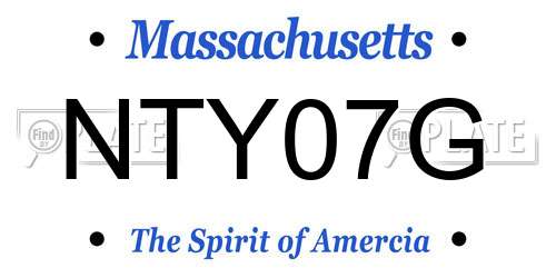 NTY07G Massachusetts License Plate