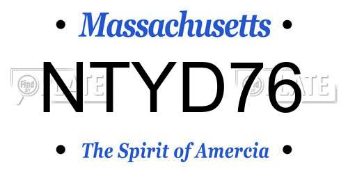 NTYD76 Massachusetts License Plate