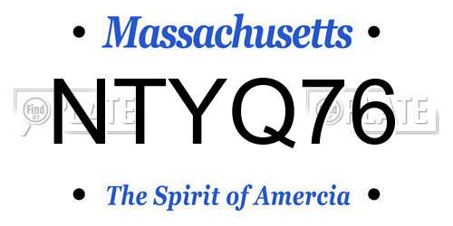 NTYQ76 Massachusetts License Plate