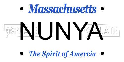 NUNYA Massachusetts License Plate
